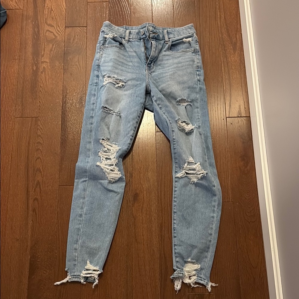 American Eagle Outfitters Ripped Light Blue Skinny Jeans